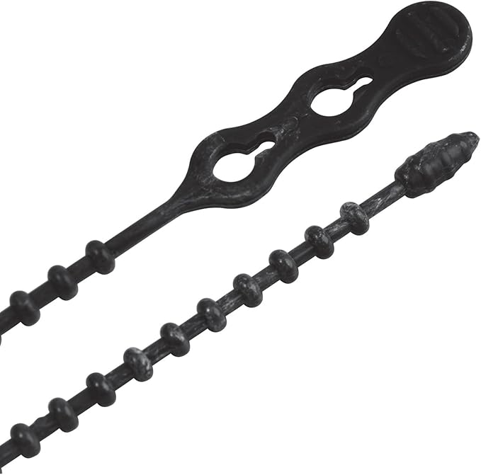 Gardner Bender 46-8BEADBK Beaded Cable Tie Wrap, 8 inch, 70 lb, Reusable, Adjustable Wire and Cord Management, 40 Pk, UV Resistant Black