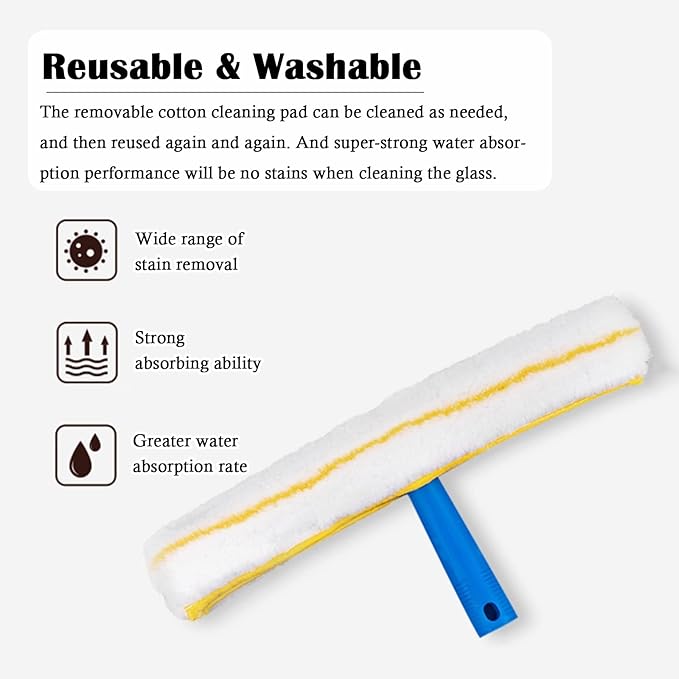 Long Reach Window Cleaner Rod, Window Cleaning Squeegee Kit for Cleaning Tile Wall/Solar Panel, Telescopic Window Cleaner Tool for Apartment Outdoor High Big Wi,L 5.5m/18ft