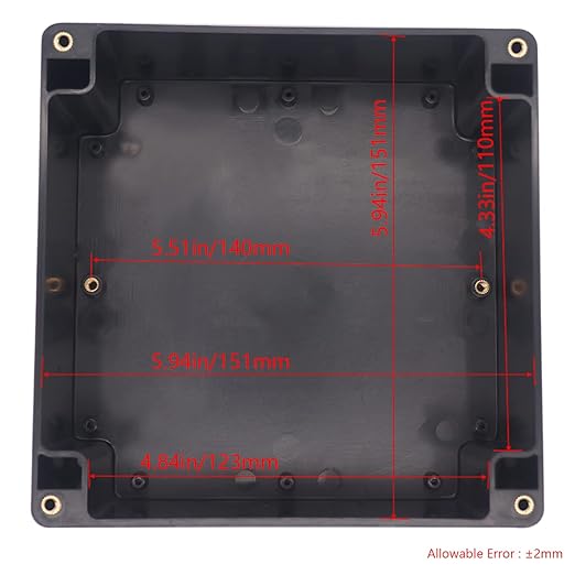 Junction Box IP65 Waterproof ABS Plastic Electrical Project Case Power Junction Boxes, Project Box with 4 PCS M16 Cable Glands 6.30x6.30x3.54 inch (160 x 160 x90 mm)