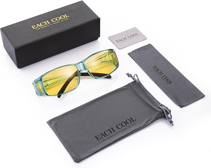 Night Driving Glasses Night Vision Glasses Fit Over Glasses Polarized Anti-Glare UV400 Gift for Men Women