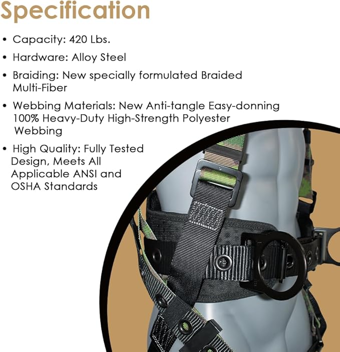 AFP Demon Fall Protection Comfortable Safety Harness (OSHA/ANSI PPE)