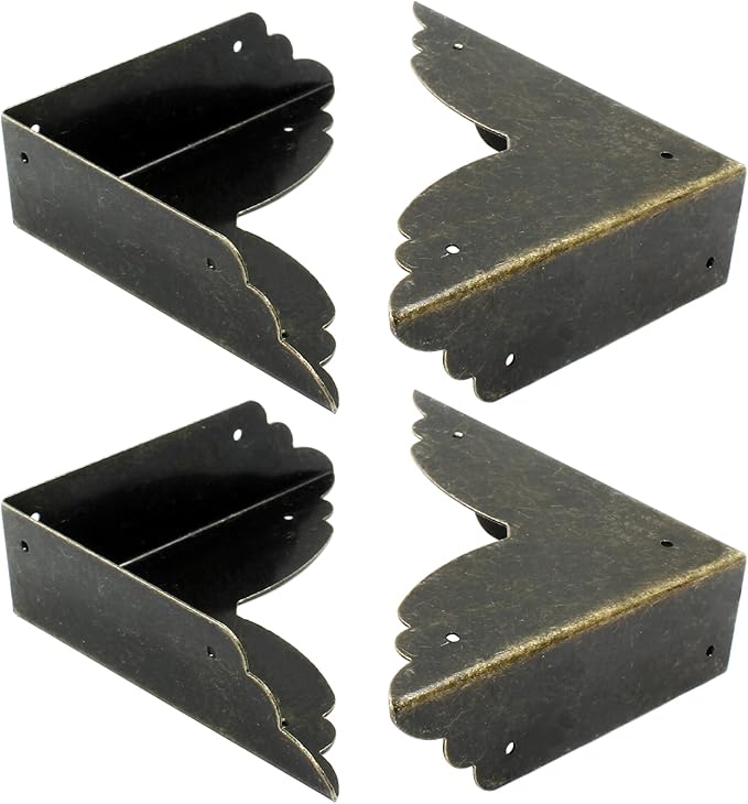 Bivethoi 12 Packs Bronze Box Corner Protectors, Edge Cover Safety Guard Furniture Decorative Metal Table Corner (2.76" x 0.79")