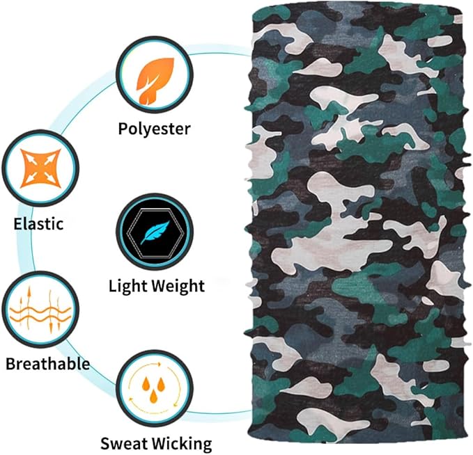 Neck Gaiter Face Cover Bandana Mask Scarf, Breathable Sun& Dust-proof for Cycling Running Fishing Hiking
