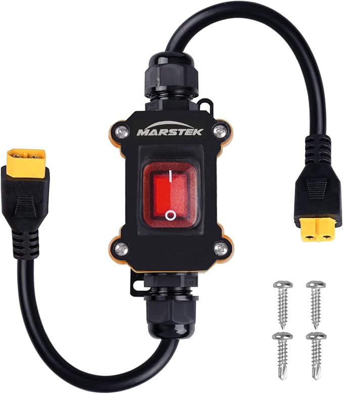 12V Inline Power Switch, IP67 Waterproof XT60 to XT60 Cable with On/Off Switch, 14AWG Heavy Duty Quick Connect/Disconnect for Solar Panels, RVs, Motorcycles, and More