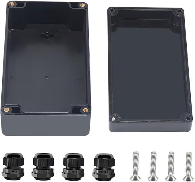Project Box ABS Black Electrical Boxes IP67 Outdoor Waterproof Box Electronic Junction Box Power Enclosure with Cable Glands for DIY Project 6.2 x 3.5 x 2.4 inch (158x90x60mm)