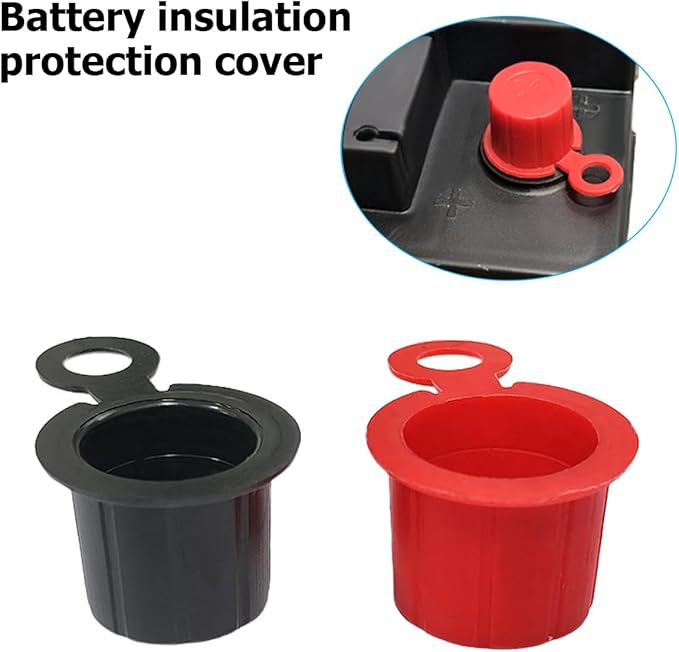 Mandark Car Battery Terminal Cover, 4PCS Vehicle Battery Top Post Cap with Washers, Automotive Battery Stud Terminal Insulator Protector Accessories, Universal for SUV, Sedan, Truck (Black/Red)