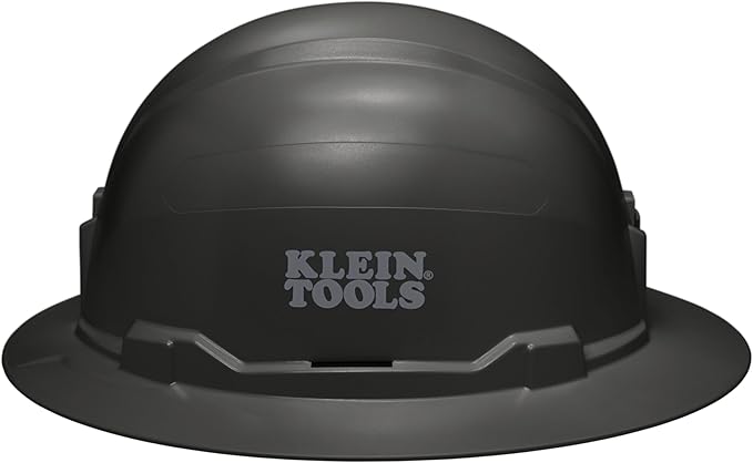 Klein Tools 60961 Hard Hat, Vented, Full Brim Style, Padded, Self-Wicking Odor-Resistant Sweatband, Black