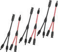 3 Paires of 2 to 1 Solar Panel Connectors Y Branch Universal 10 AWG Solar Connectors (Red & Black)