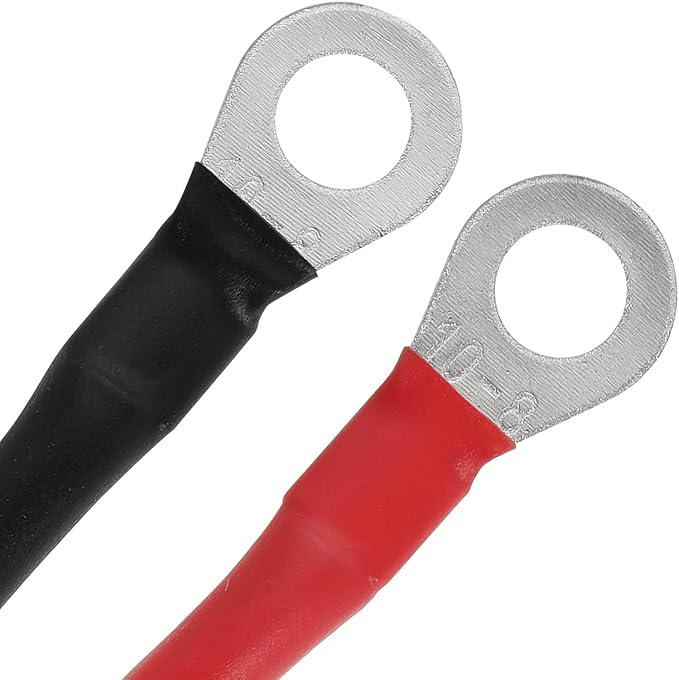 8 AWG Battery Cables 8 Gauge Solar Panel Wire Tinned Copper Extension Cable with 5/16'' Lugs for RV Solar Panel Car Automotive (8AWG 8FT)