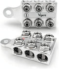 Vgate 12-Way Post Terminal Distribution Block Bus Bar, 8AWG up to 4/0(XL) AWG Gauge, for Lithium or AGM Lead Acid Battery with Bolt Down Ends or Threaded Studs, M10 or 3/8”-16