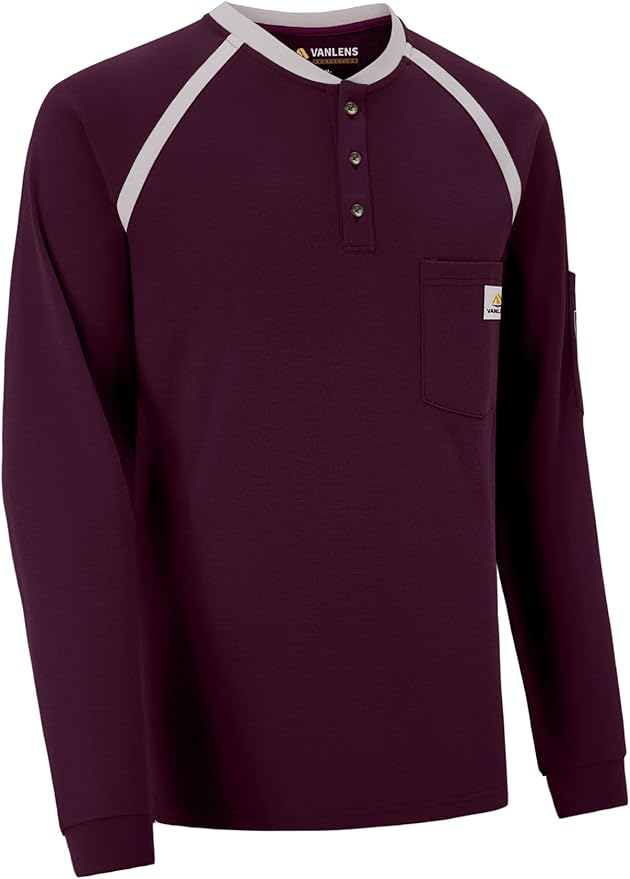FR Shirts for Men Flame Resistant Shirts 6.5oz Light Weight Long Sleeve Fire Retardant Shirts CAT2/HRC2