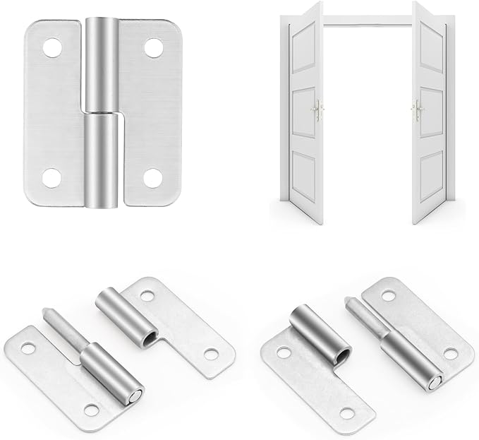 2.5 Inch Lift Off Hinges, Stainless Steel 304 Flag Hinge Set for Left and Right Handed Doors (4 PCS Each) - Removable Hinges for Wooden and Metal Doors, Cabinets, and More