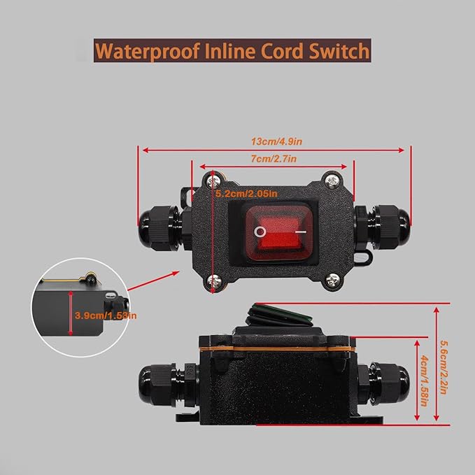 DC 12V Inline Power Switch On/Off Toggle Switch Quick Connect/Disconnect Switchs, Power Header Switches with SAE On/Off Inline Switches for Motorcycle,Boat,Auto, Truck, RV. (SAE HS)