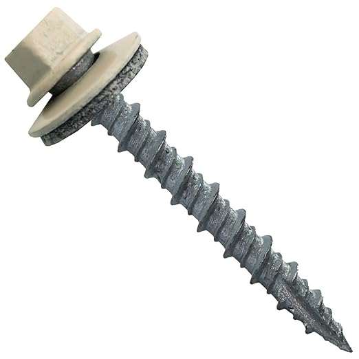 Metal ROOFING SCREWS: (250) 10 x 1-1/2" Ivory Hex Head Sheet Metal Roof Screw. Self starting metal to wood siding screws. EPDM washer. Colored head