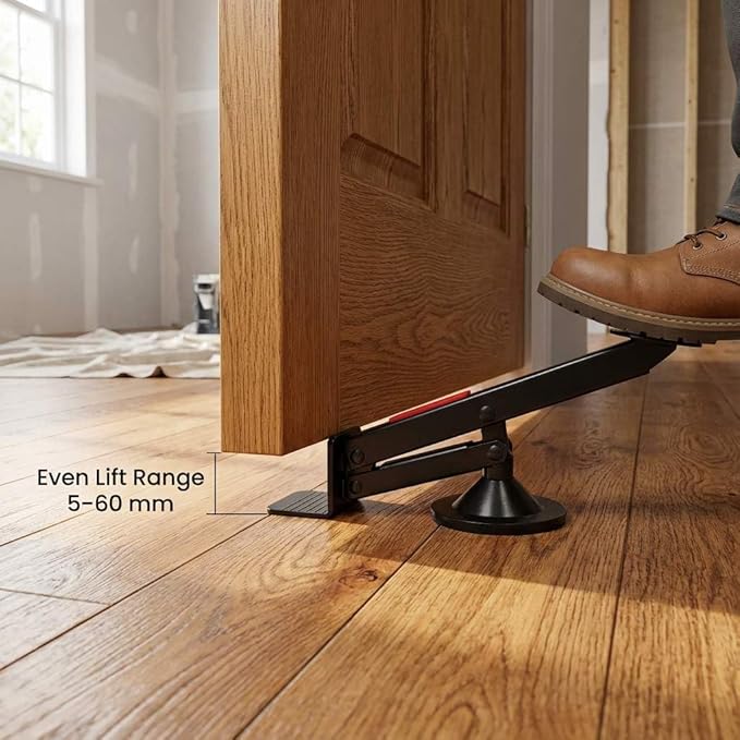 QWORK Swivel-Type Door and Board Lifter, Door Lifter Installation Tool, Black