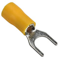 PAPUGA 25PCS 12-10 AWG (4-6 mm2) 1/4" / M6 Narrow Version Insulated Fork Spade Crimp Connector, 600V 48A, CE RoHS Automotive Electrical Crimp Terminal, Appliance & HVAC