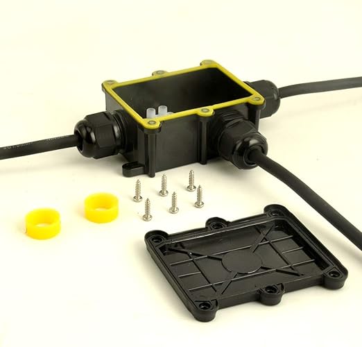 Junction Box Waterproof,Outdoor Junction Box, Waterproof Electrical Junction Box, IP68, 3 Way M20 coaxial Cable Connector Wire Range from 4 to 12mm, Black,