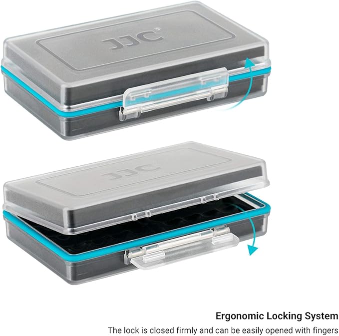 JJC 8 Slot AA Battery Case, PC Shell Water-Resistant & Shockproof Battery Storage Case for AA / 14500 Batteries