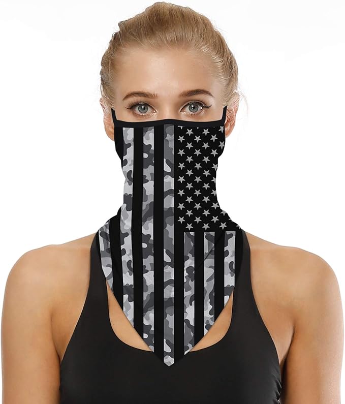 YAYOUREL Neck Gaiter Face Mask Bandanas for Men Women UV Face Scarf Cover Ear Loop Hole Facemask for Fishing Running Cycling