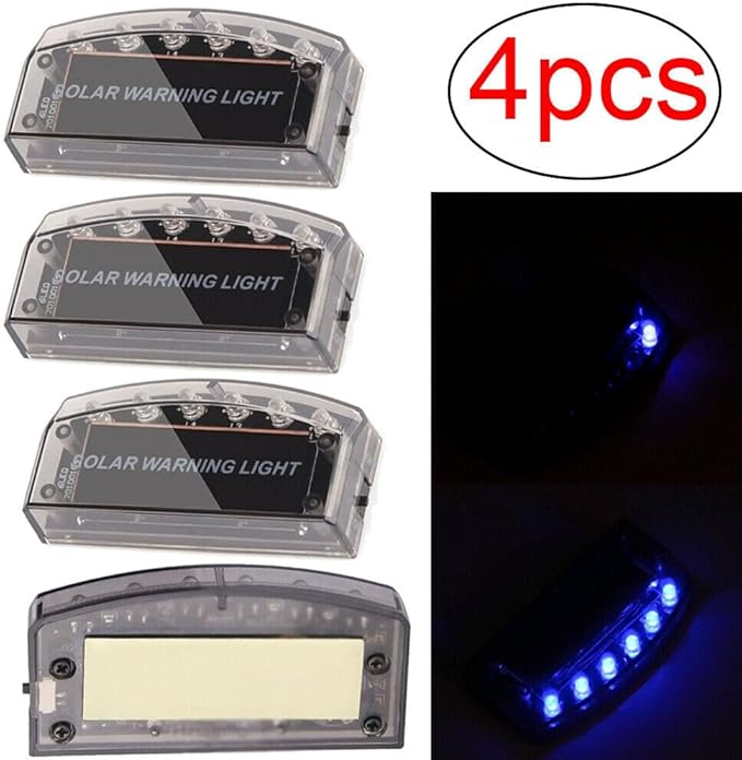 4 PCS Car Solar Power LED Fake Alarm Warning Security Anti-Theft Flashing Light