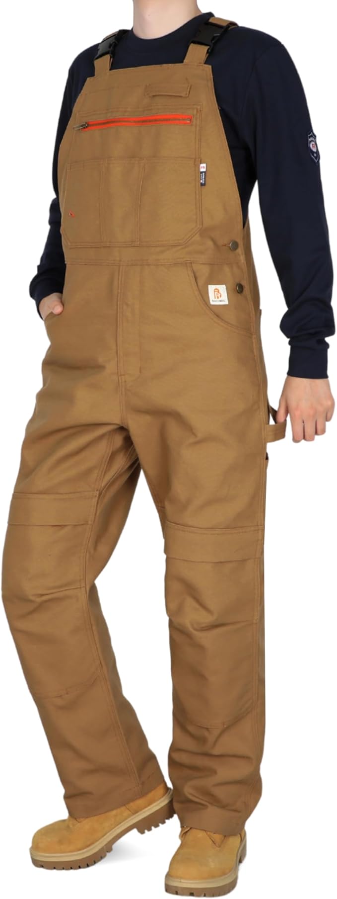 BOCOMAL Men's FR Bib Overall Duck Canvas Fire Resistant/Flame Resistant Workwear Relaxed Fit Unlined
