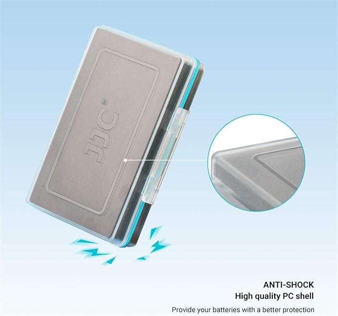 JJC 8 Slot AA Battery Case, PC Shell Water-Resistant & Shockproof Battery Storage Case for AA / 14500 Batteries
