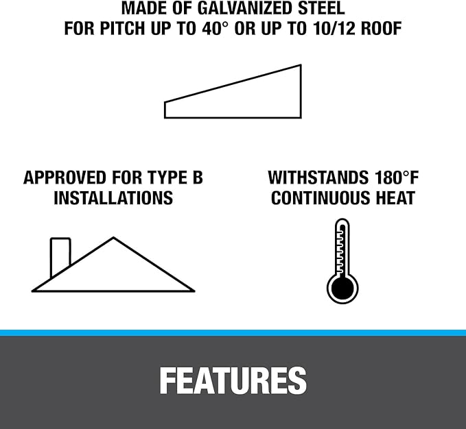 Oatey 11830 Galvanized 0.5" - 1" pipe diameter No-Calk, Solar Roof Flashing 9" x 12.5" Base