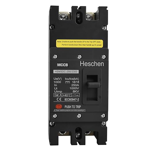 Heschen DC Molded Case Circuit Breaker MCCB, 2 Poles, DC1000V Photovoltaic Circuit Breaker, for Solar PV System Solar Panels Grid System (250A HSM3DC-250)