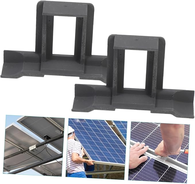 12pcs Solar Module Clip Photovoltaic Panel Mounting Bracket Water Drainage Clip for Solar Efficient Mud Removal Clamp Outdoor Use