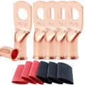 TKDMR 6pcs 6 AWG-5/16 Battery Lugs,Heavy Duty Wire Lugs,Ring Terminals,Battery Cable Ends,0 Guage terminals,Battery Terminal Connectors with 6pcs 3:1 Heat Shrink Tubing