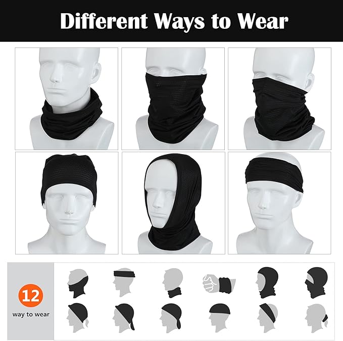 Geyoga Neck Gaiter Bandana Face Mask Summer UV Protection Cooling Breathable Face Mask Neck Scarf Balaclava for Men Women