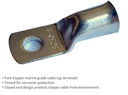 2/0 AWG 2/0 Gauge Single Red 4 feet w/ 3/8" Lugs Pure Copper Battery Inverter Cables for Solar, RV, Auto, Marine Car, Boat