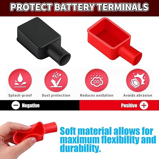 Battery Terminal Cover Flexible Positive and Negative Battery Terminal Protectors Car Insulating Battery Cover Red and Black Top Post Cap for Car Motorcycle Truck 4pcs