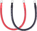 2 AWG Flexible Battery Cable with 3/8" Terminals - OFC Pure Copper Inverter & Welding Wire for Automotive Solar RV Motorcycle (Red + Black 1.5FT Pair)