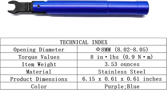 TOJOIN 2 pcs SMA Torque Wrench for RF Connector 8 in·lbs (0.9 N·m) Opening 8mm (5/16") for SMA 3.5mm/2.92mm Adapter Convertor Portable Spanner for Professionals Industry Blue