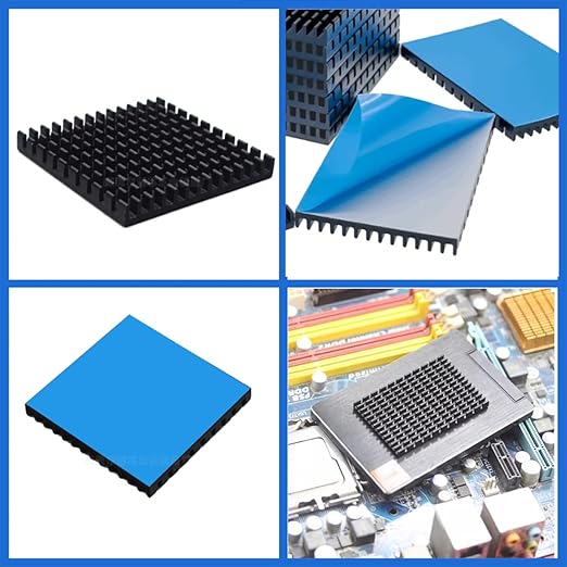 4PCS 40mm Aluminum Heat Sink with Thermal Conductive Adhesive Tape, 40×40×5mm Heatsink Cooler for Cooling TEC1-12706, VRM GPU Stepper Driver 3D Printer Stepper Motor