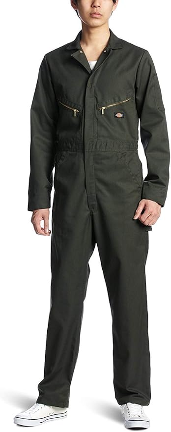 Dickies Men’s Deluxe Long Sleeve Coveralls – 7.5 oz Twill Mechanic Jumpsuit with Zipper Front Industrial Uniform Fit