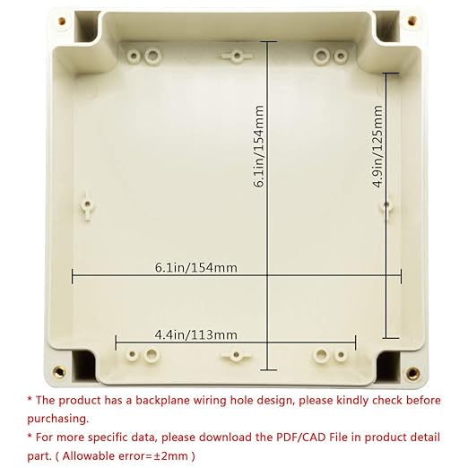 LeMotech Waterproof Dustproof IP65 ABS Plastic Junction Box Universal Electric Project Enclosure Pale Gray 6.3 x 6.3 x 3.54 inch (160 x 160 x 90 mm)