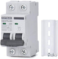 AC Miniature Circuit Breaker, 25 Amp 120V/240V 2 Pole DIN Rail Mount Circuit Breaker, Thermal Magnetic Trip, Solar AC Disconnect Switch MCB C25