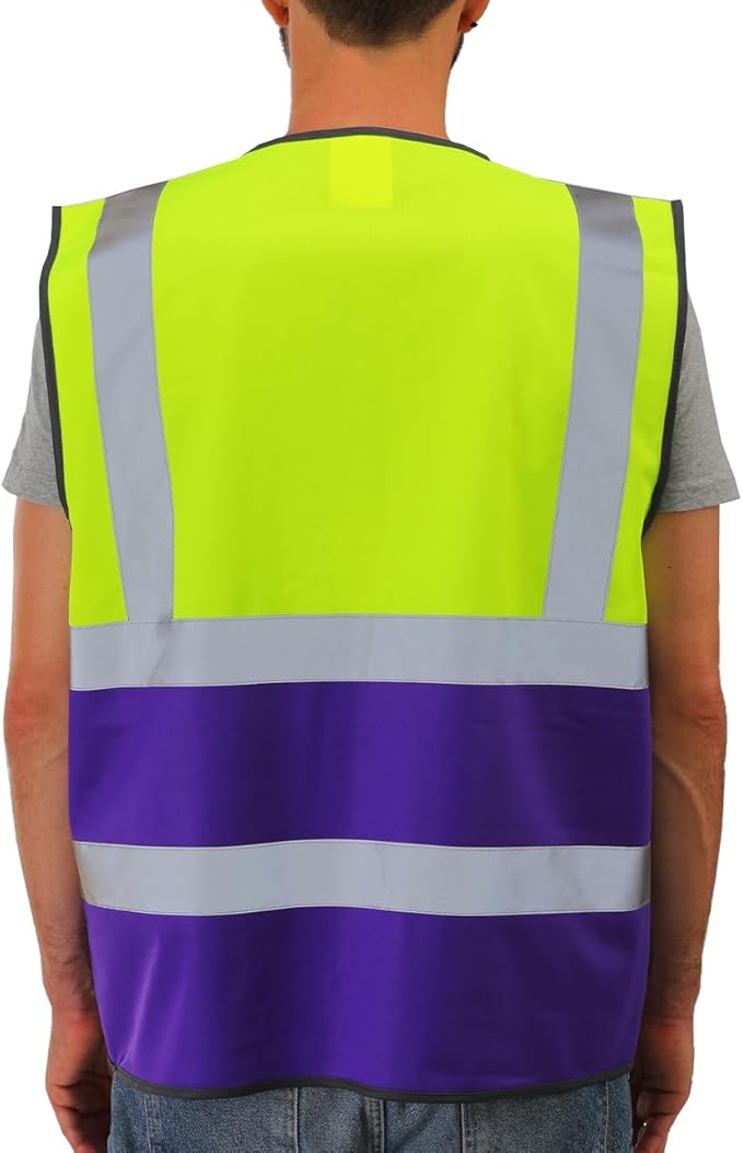 Dib Safety Reflective Vest ANSI Class 2, High Visibility Vest with Pockets and Zipper, Construction Work, Hi Vis