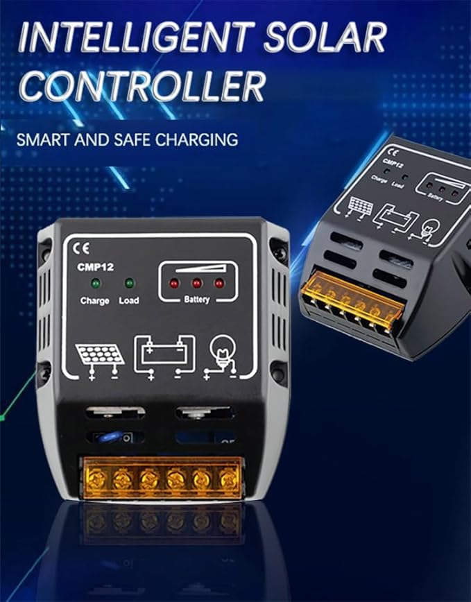 HearGrow Solar Controller 10Amp 12V/24V auto Solar Charge Controller Solar Panel Battery Solar Regulator Safe Protection led Display