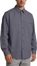 WORKWEYA FR Welding Shirts 7.5oz Cotton Button Down Flame Resistant Shirt for Men