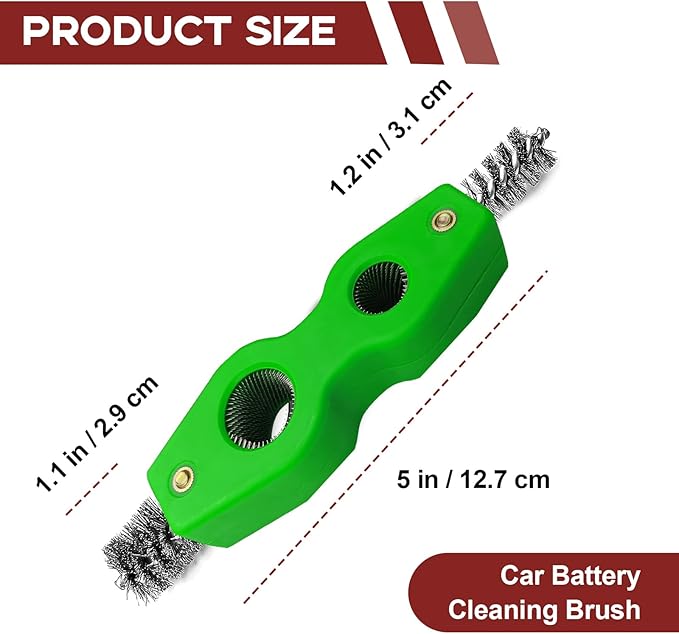 4 in 1 Car Battery Terminal Cleaning Brush, Anti-Rust Auto Battery Cleaner Brush Tool, Universal for Automotive and Marine for Plumbing Installation Soldering Brazing, Car Accessories (Green)