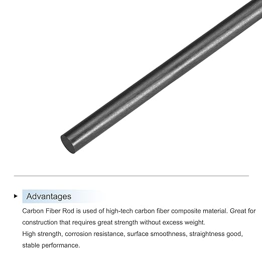 MECCANIXITY Carbon Fiber Rod, 7mm x 300mm for RC Plane DIY Tool Wing Tube Quadcopter Arm, Pack of 4