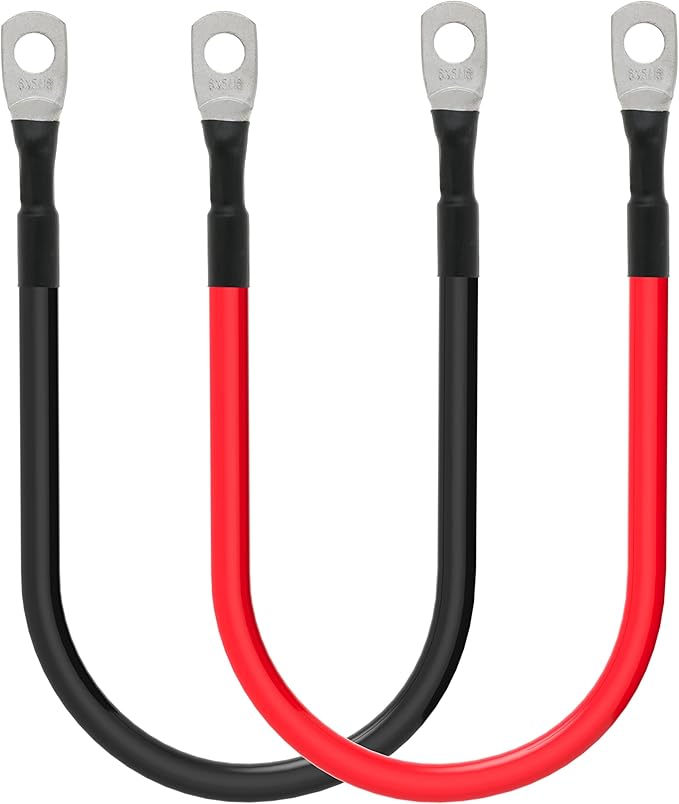 6 AWG Battery Cable 6AWG Gauge Battery Inverter Cables for Automotive Solar Marine Boat RV Car Motorcycle (6 AWG, 1FT, 5/16")
