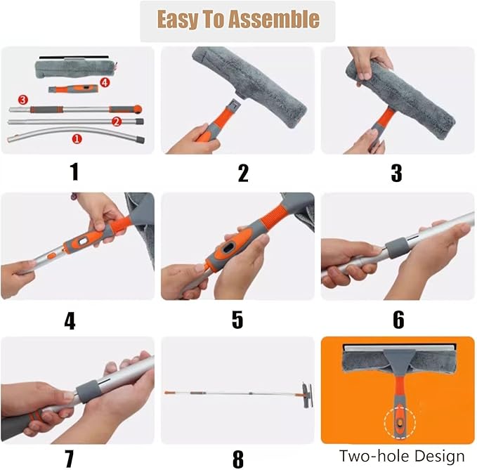 Window Washing Kit with Extension Pole, 2 In 1 Design Bendable Window Squeegee Cleaner Tool, Outdoor Window Glass Solar Panel Spray Washer Equipment, 65 84 103 123 200 258 Inch (Size : 215cm/84.6in)