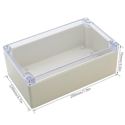 LeMotech ABS Plastic Junction Box Dustproof Waterproof IP65 Electrical Enclosure Box Universal Project Enclosure Grey with PC Transparent Clear Cover 7.9 x4.7 x2.9 inch(200 x120 x75 mm)