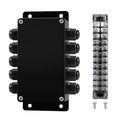 ABS IP67 Waterproof Dustproof Electrical Junction Box, with 15A 600V Barrier Terminal Cable Connector, 5 in/5 Out Power Junction Box（6.22 * 3.54 * 2.5in）