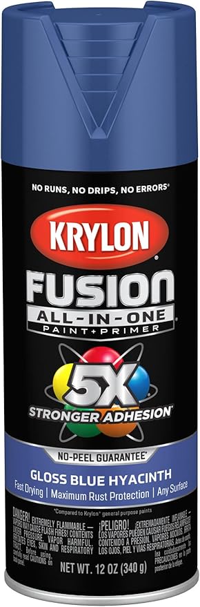 Krylon Fusion All-In-One Adhesive Spray Paint for Indoor/Outdoor Use, 12 oz, Blue Hyacinth
