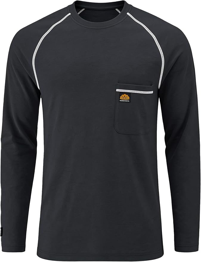 WORKWEYA FR Shirts Flame Resistant Shirt 6.5oz Men's NFPA 2112/CAT2 Long Sleeve Shirt